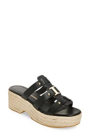 Ferragamo Milica Espadrille Platform Slide Sandal in Nero/Nero at Nordstrom Rack, Size 9