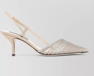 Giorgio Armani satin slingback pumps leather sole trim