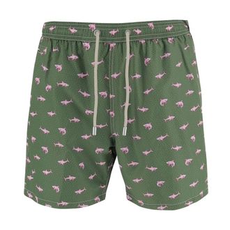 MC2 Saint Barth Beachwear, male, Green, Size: L Nylon Swimsuit with Fantasy Pattern