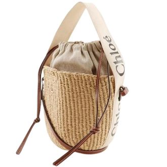Chlo&eacute; Pre-owned Bucket Bags, female, Beige, Size: ONE SIZE Pre-owned Woody Small Bucket Calf Fair Trade Paper 2way Bag