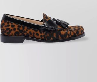 Stuart Weitzman animalier print loafers tassel detail