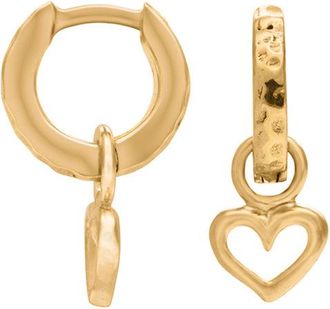 Dower & Hall Hammered Heart Charm Huggie Hoops