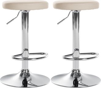 Clp Clp - Set De 2 Taburetes De Bar Ponte En Polipiel Crema Metal Cromado