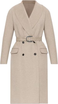 Ferragamo Woljas met riem - Dames - Mantel - Beige - XS - Wol - Jassen