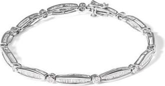 House of Brilliance 14K White Gold 1-1/2 Cttw Diamond Bezel and Tapered Link 7 Tennis Bracelet at Nordstrom