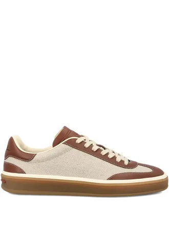 Loro Piana Tennis Walk debossed-logo sneakers - women - Cotton/Linen/Flax/Calf Leather/Rubber/Calf Leather - 40 - Neutrals