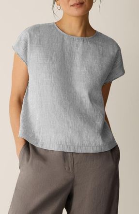 Eileen Fisher Linen Blend Square Top in Wren at Nordstrom, Size Xx-Small