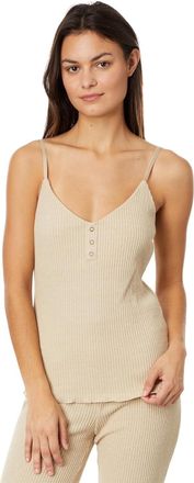PJ Salvage P. J. Salvage Reloved Top Womens Oatmeal Ribbed V-Neck Camisole BUU1077