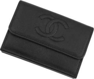 Chanel Pre-owned Tri-fold Portemonnee - Dames - Vintage Accessoires - Zwart - ONE Size - Leer - Vintage