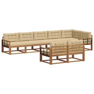 vidaXL Conjunto De Sof&aacute;s De Exterior Con Coj&iacute;n 8 Pcs Natural Y Beige Vidaxl