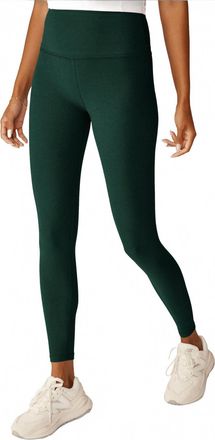 Beyond Yoga Caught In The Midi High Waisted Legging In Dark Spruce Green Heather