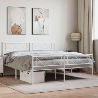 Berkfield Home Metal Bed Frame with Headboard & Footboard White 140x190 cm