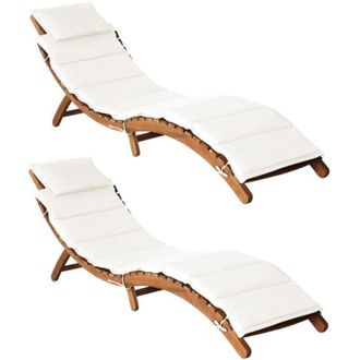 vidaXL Vidaxl - Lettini Prendisole con Cuscini 2pz Bianco Crema Massello Acacia