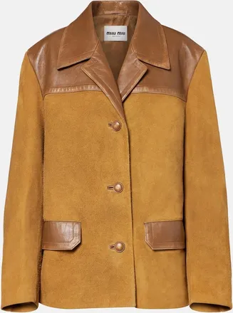 Miu Miu Leather-trimmed suede jacket