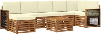 vidaXL Conjunto De Sof&aacute;s De Exterior 7 Uds. Natural Y Crema Vidaxl