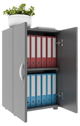 ebuy24 Ebuy24 - Armario De Oficina Vcm Con 2 Compartimentos Armario De Archivo Moderno Con Puertas Giratorias Dimensiones Aprox. Al. 74 X An. 49 X T. 34 Cm -