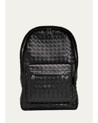 Bottega Veneta Mens Medium Intrecciato Leather Backpack