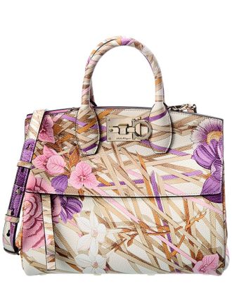 Ferragamo Dnu Pack Ferragamo Studio Foulard Print Leather Satchel