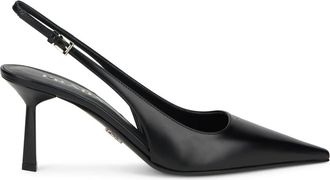 Prada Schoenen, Dames, Zwart, 37 EU, Leer, Slingback Puntschoen