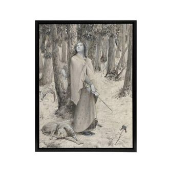 Artery8 Luc Olivier Merson Joan of Arc Hearing the Voices Framed Canvas Art in Grey | Size: W24 x H32