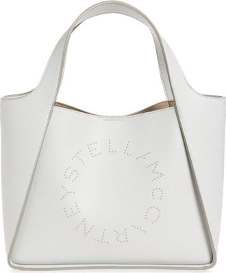 Stella McCartney Perforated Logo Faux Leather Crossbody Tote in Pearl Grey at Nordstrom