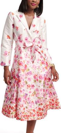 Frances Valentine Lucille Wrap Dress Pocket Full of Posies in Oyster/pink at Nordstrom, Size X-Large