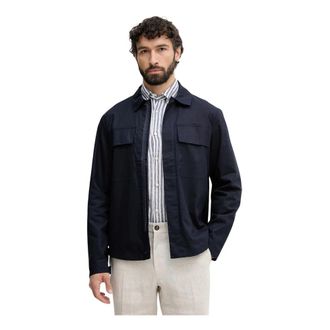 Benetton Harrington Jas - Heren - Zomerjassen - Blauw - 2XL - Linnen - Jassen