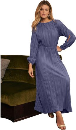 Jessica London Slit Sleeve Plisse Maxi Dress in Deep Dusk at Nordstrom, Size 16