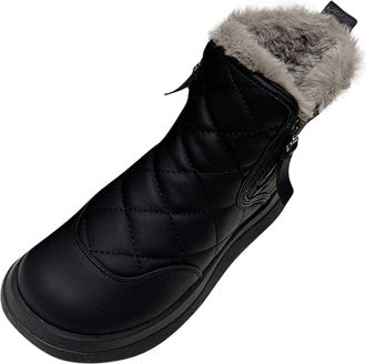 Generic Womens Snow Boots Lightweight Waterproof Winter Boots Zipper Chunky Heel Warm Anti-Slip Ankle Boot Fur Lined Shoes Comfortable Ladies Mid-Calf Walking