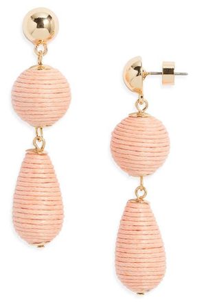 Nordstrom Triple Linear Drop Raffia Earrings in Blush- Gold at Nordstrom