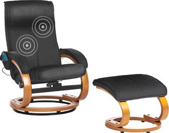 Beliani Beliani - Sill&oacute;n De Masaje Reclinable Moderno Con Reposapi&eacute;s Con Calefacci&oacute;n De Tela Negro Hero