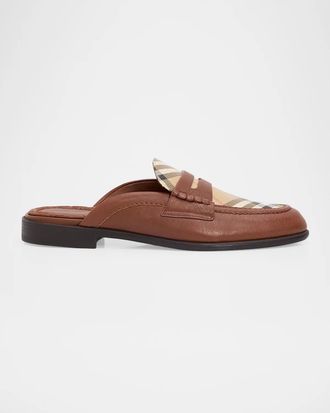 Burberry Opal Leather Penny Loafer Mules
