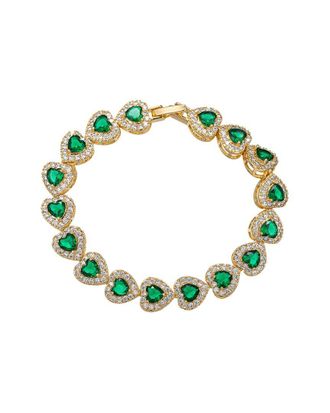 Eyecandy LA Eye Candy La Cz Green Heart Tennis Bracelet