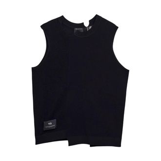 Yohji Yamamoto Sleeveless Knitwear, male, Black, Size: XL GFX Knitted Vest