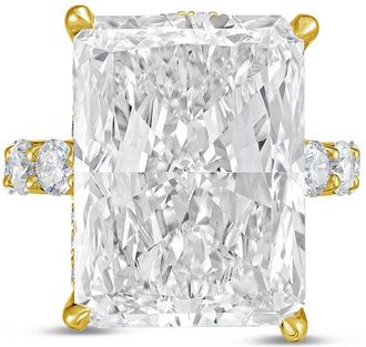 Diana M. Jewels 18kt yellow gold 15ct lab grown Radiant Diamond Ring with Pav&eacute; Round Band
