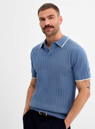 Le 31 Mens Wide-rib knit Polo Shirt