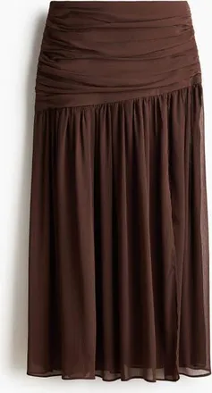 H&M Sheer Maxi Skirt in Dark Brown at Nordstrom, Size 10