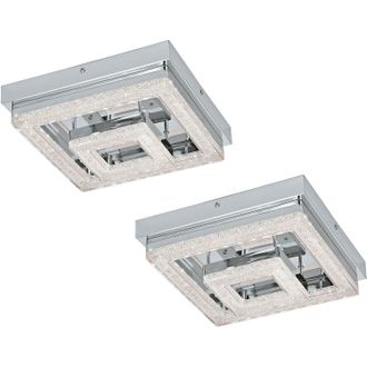 Loops 2 PACK Wall Flush Ceiling Light Chrome Shade Chrome Clear Plastic Crystal LED