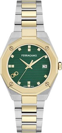 Ferragamo Edge Bracelet Watch, 34mm in Two Tone at Nordstrom