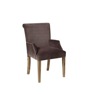 Robin des Bois Silla de mesa de madera y terciopelo gris pardo