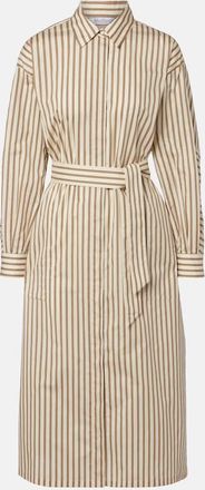 Max Mara Lord striped belted cotton and silk shirt dress