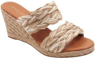 André Assous Nolita Wedge Slide Sandal in White/Natural at Nordstrom, Size 5