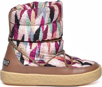 Isabel Marant Beige/Green Nylon Leather Womens Moon Boot