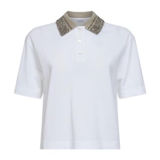 Brunello Cucinelli Brunello Cucinelli, Polo Shirts, female, White, Size: M Three-Button Polo