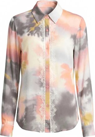 Le Superbe Womens Button Up Collared Shirt In Ojai Tie Dye