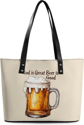 Generic God Is Great Beer Is Good Tote Bags for Women Cute Shoulder Purses Handbags