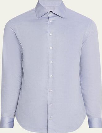 Giorgio Armani Mens Cotton Micro-Dot Dress Shirt