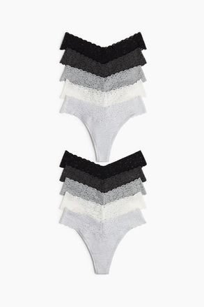H&M 10-pack Lace Thong Briefs in Light Gray/dark Gray Melange at Nordstrom, Size X-Large