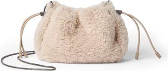 Brunello Cucinelli Shearling Mellow mini bucket bag in Milk at Nordstrom
