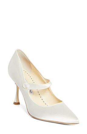 Manolo Blahnik Camparinew Bridal Pointed Toe Mary Jane Pump in Light Cream at Nordstrom, Size 10.5Us